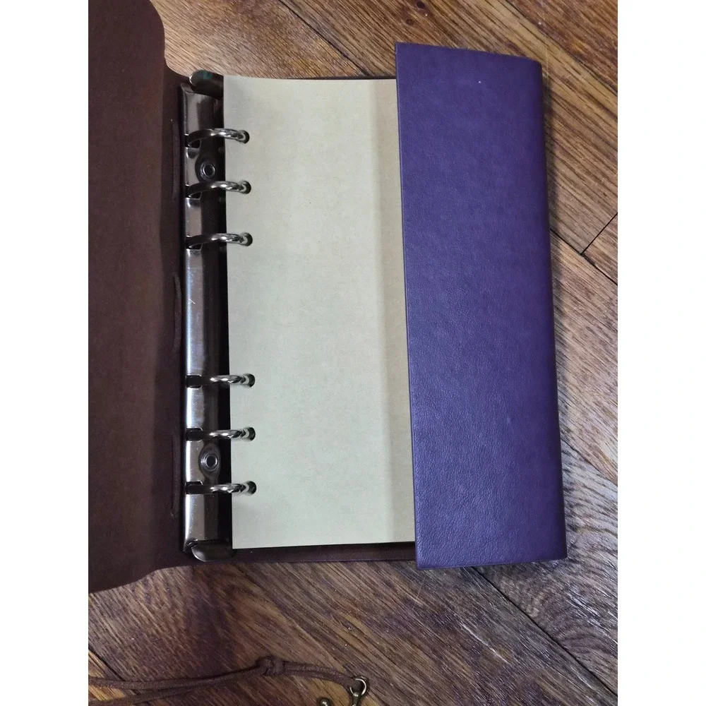 MaleDen Purple Leather Journal Refillable Compass Anchor Nautical Notebook